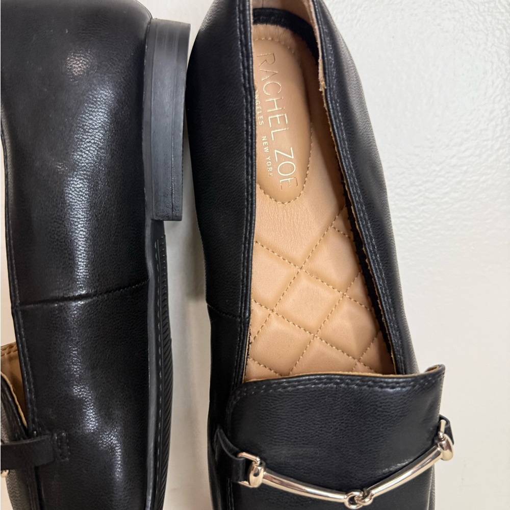 Rachel Zoe Black Faux Leather Slip-On Loafers with silver  Bit Detail size 9.5 - Picture 2 of 12
